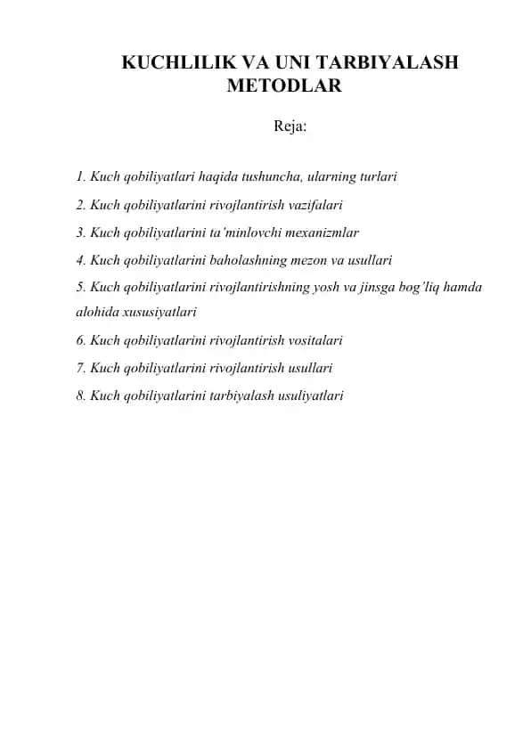 Kuchlanish va uni tarbiyalash metodlar