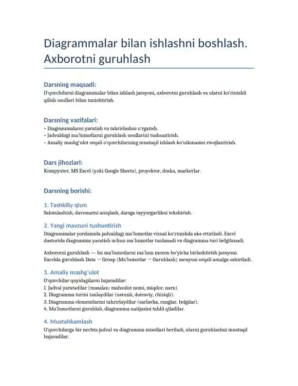 Diagrammalar bilan ishlashni boshlash