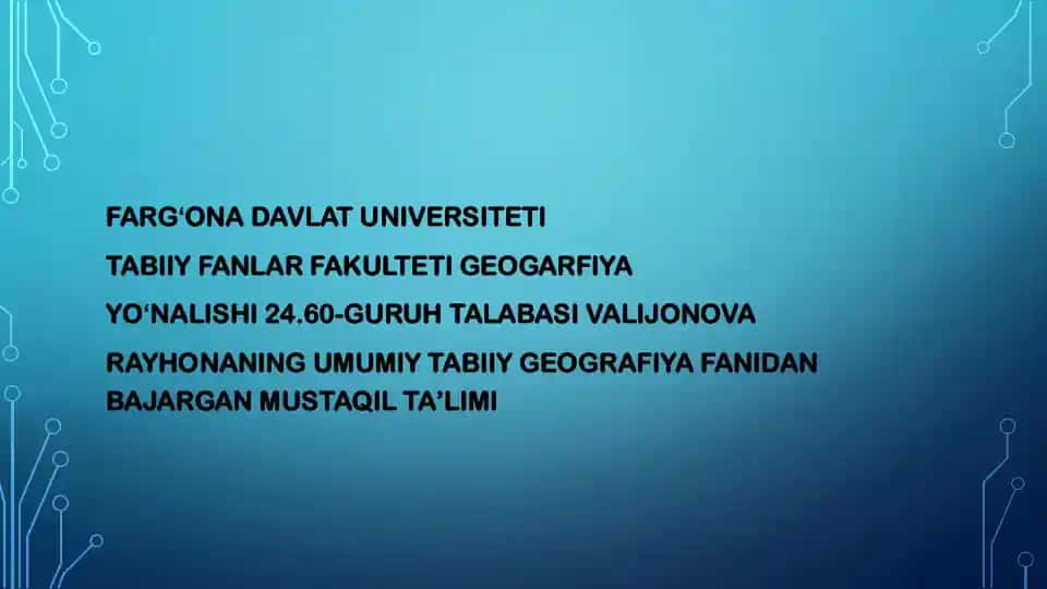Gidrosfera va uning tarkibiy qismlari