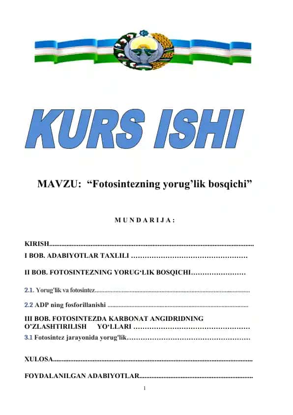 Fotosintezning yorug’lik bosqichi
