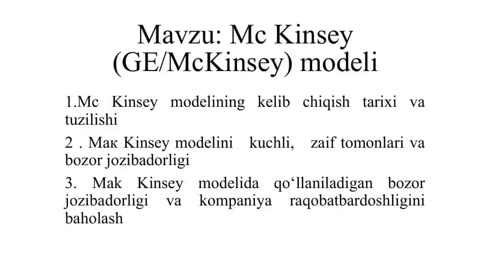 Mc Kinsey modeli
