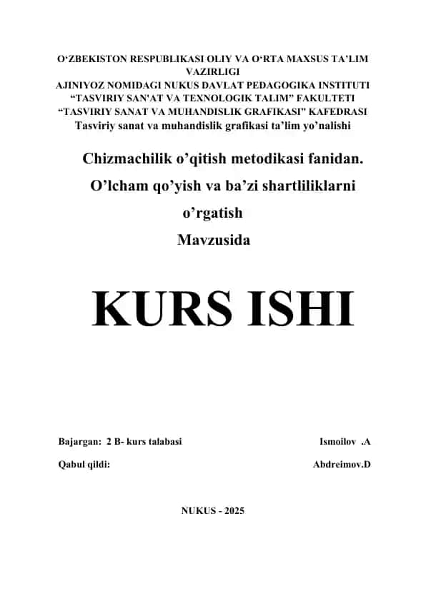 Chizmachilik o’qitish metodikasi