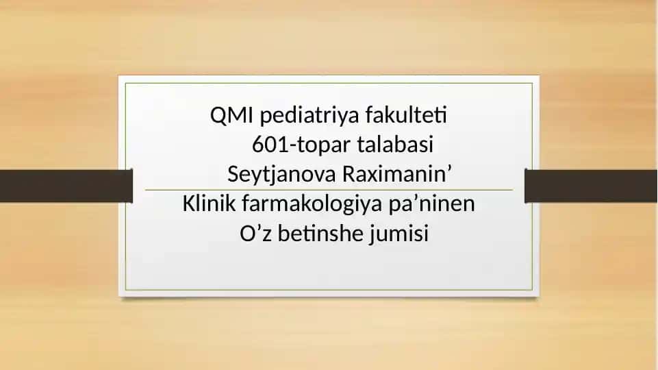 QMI pediatriya fakulteti 601-topar talabasi