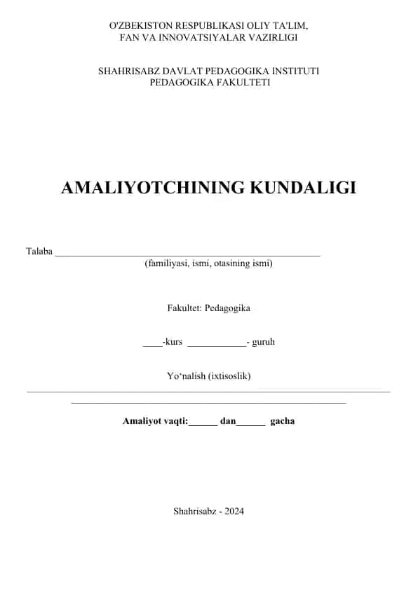 SHAHRISABZ DAVLAT PEDAGOGIKA INSTITUTI