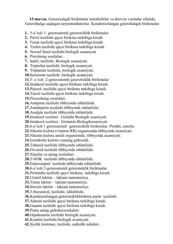 Geteroxalqali birikmalar metabolitlar va dorivor vositalar sifatida