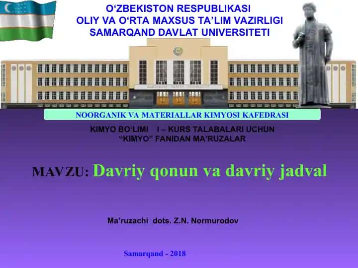 Davriy qonun va davriyjadval