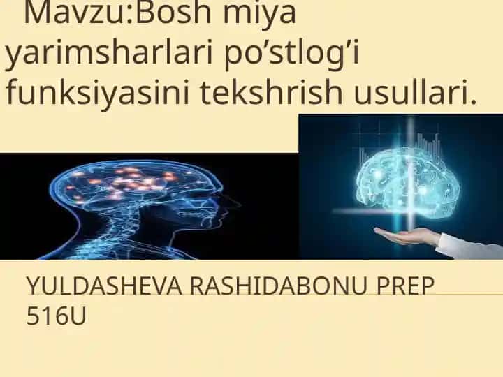 Bosh miya yarimsharlari po’stlog’i funksiyasini tekshrish usullari