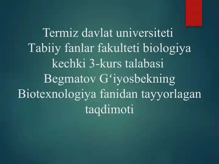 Biotexnologiya