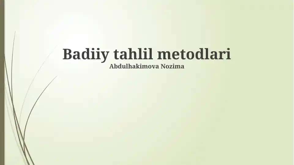 Badiiy tahlil metodlari