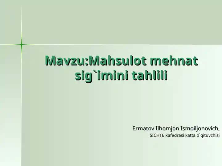 Mehnat sig`imini tahlili
