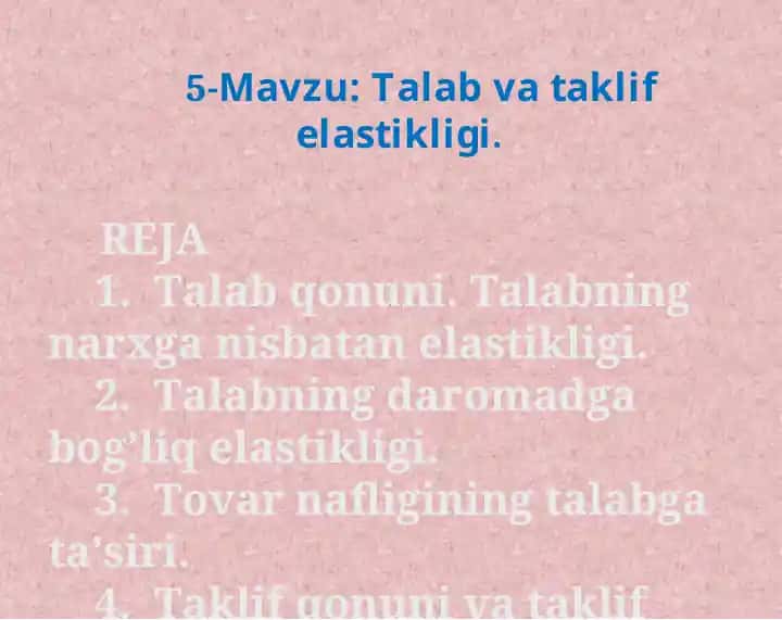 Talab va taklif elastikligi