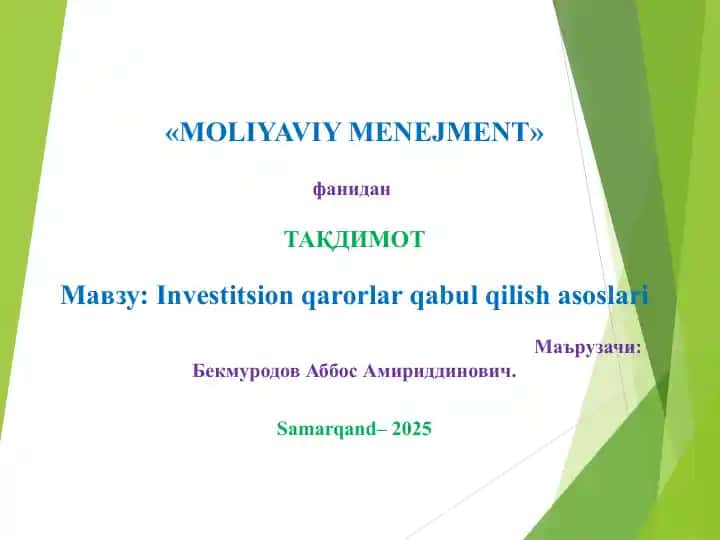 MOLIYAVIY MENEJMENT