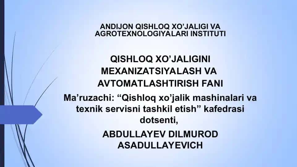 Traktor va avtomobillarning yurish qismi va boshqarish mexanizmlari