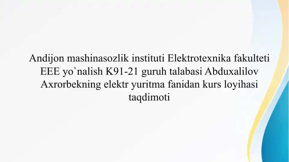 Elektro texnikaga oid kurs loyihasi "VARIANT-C3"