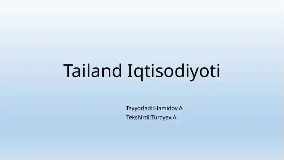 Tailand Iqtisodiyoti