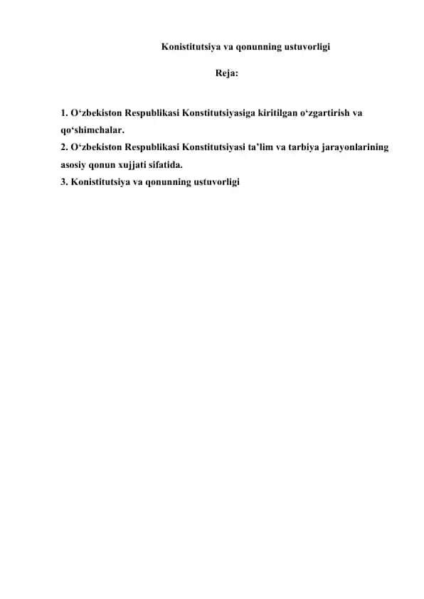 Konistitutsiya va qonunning ustuvorligi