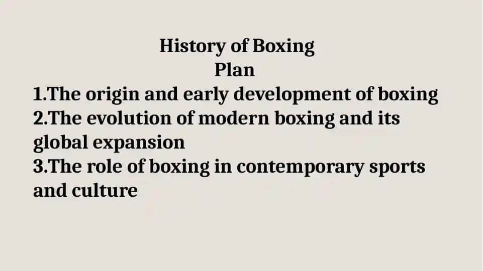 History of Boxing