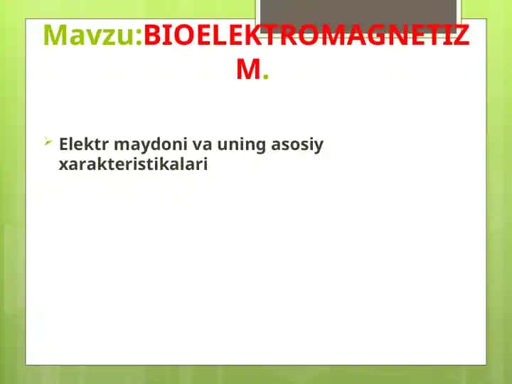 BIOELEKTROMAGNETIZM