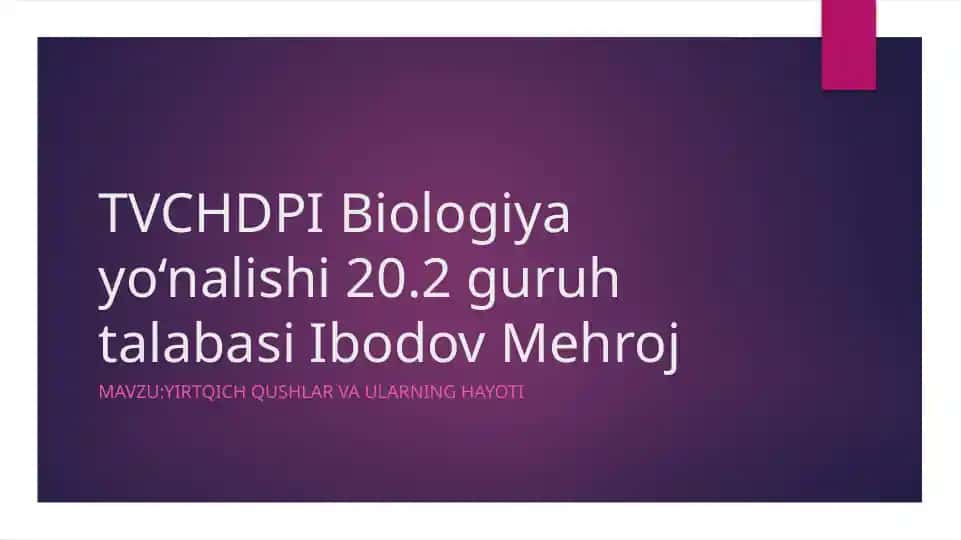 Yirtqich qushlar haqida ma‘lumot