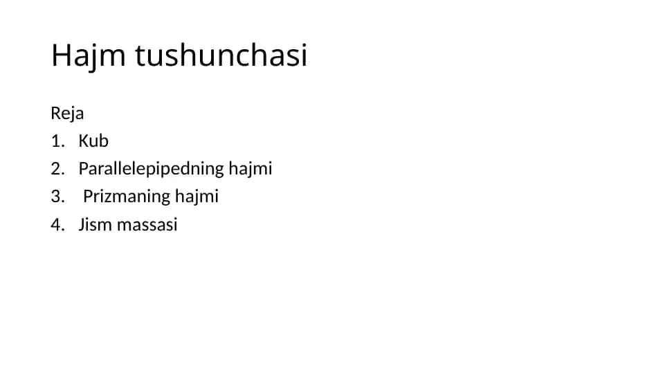 Hajm tushunchasi