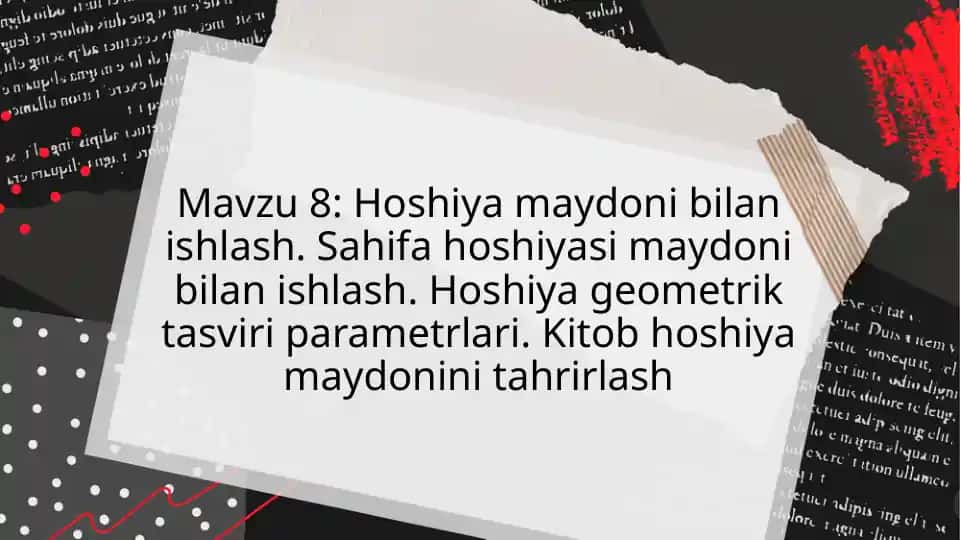 Hoshiya maydoni bilan ishlash