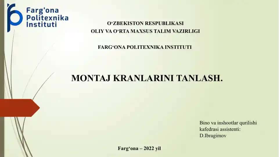 Montaj kranlarini tanlash