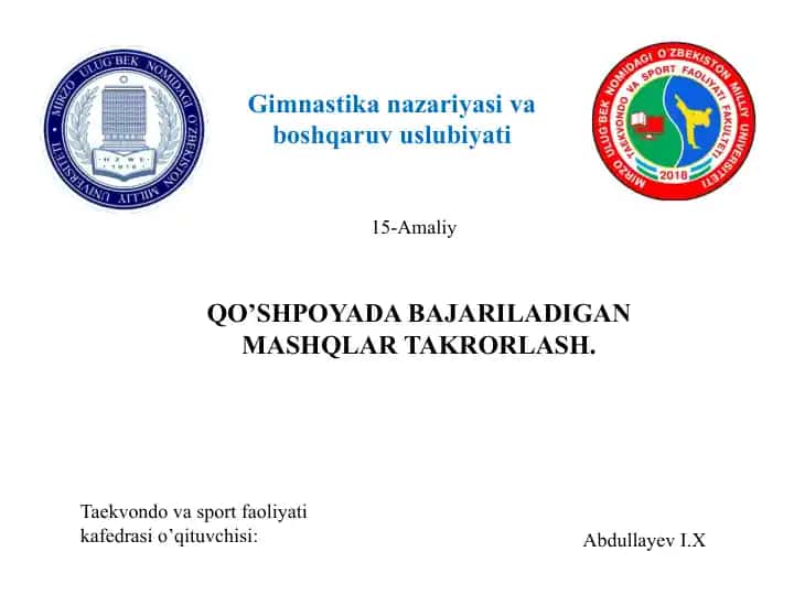 Gimnastika nazariyasi va boshqaruvuslubiyati