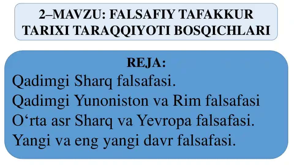Falsafiy Tafakkur Tarixi Taraqqiyoti Bosqichlari