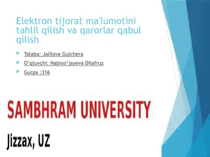 Elektrontijorat ma'lumotini tahlil qilish va qarorlar qabul qilish