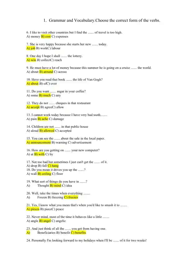 Grammar and Vocabulary