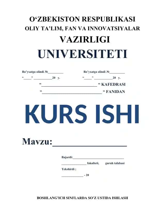 Boshlang‘ich sinflarda so‘z ustida ishlash