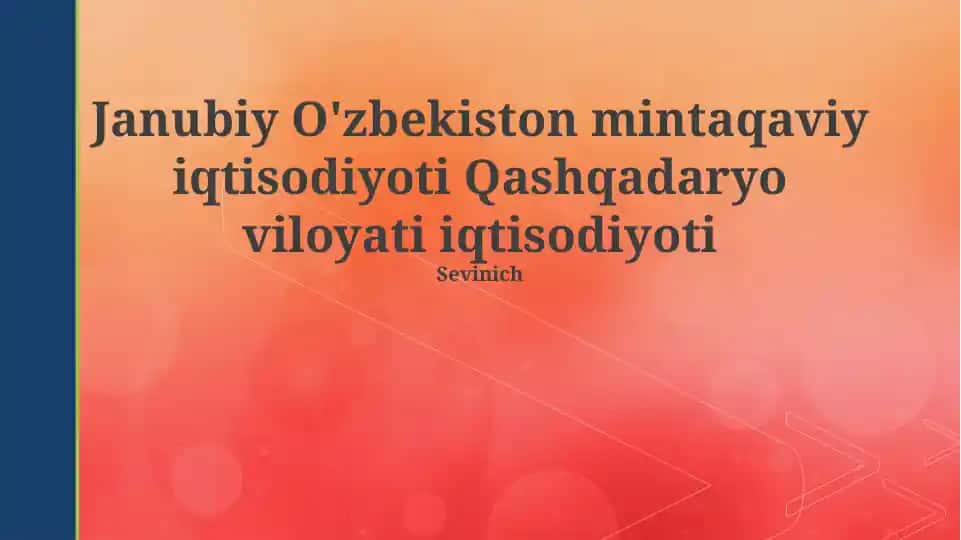 Qashqadaryo viloyati iqtisodiyoti