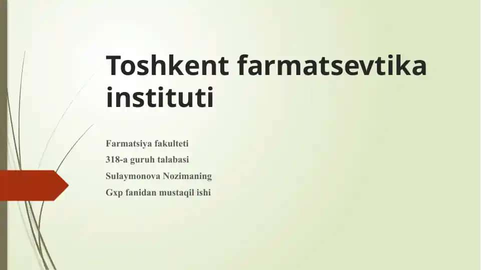 Yaxshi dorixona amaliyoti.(GPP)