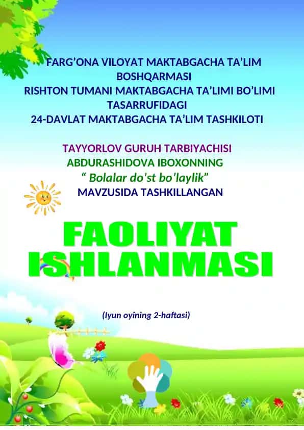 Bolalar do'st bo'laylik faoliyati