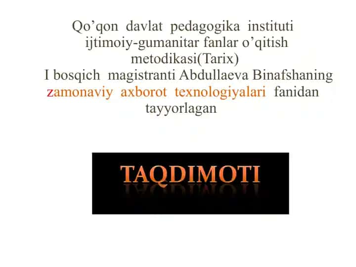 Qo’qon davlat pedagogika instituti ijtimoiy-gumanitar fanlar o’qitish metodikasi