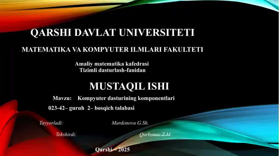 Kompyuter dasturining komponentlari