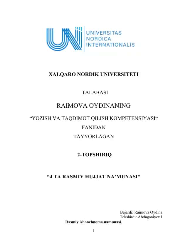 Yozish va Taqdimot Qilish Kompetensiyasi