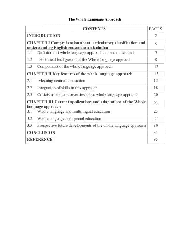 The Whole Language Approach