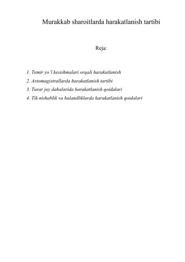Temir yo`l kesishmalari orqali harakatlanish