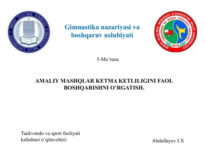 Gimnastika nazariyasi va boshqaruv uslubiyati
