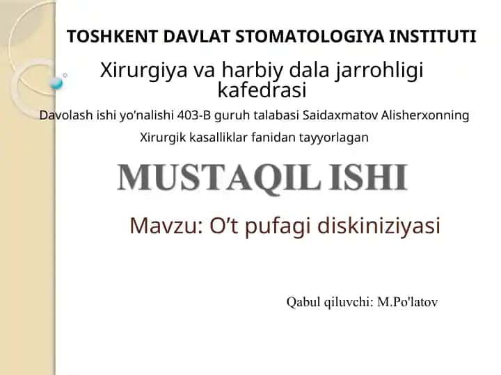 O’t pufagi diskiniziyasi(tibbiyot)