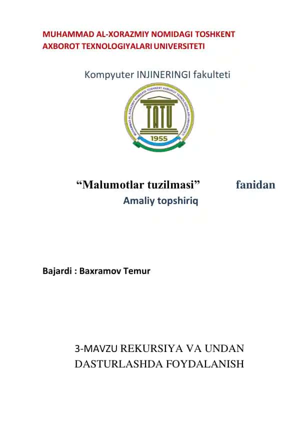 Rekursiv algoritm dasturlash