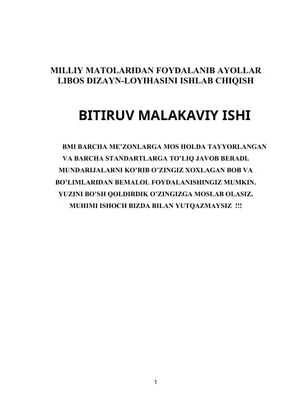 MILLIY MATOLARIDAN FOYDALANIB AYOLLAR LIBOS DIZAYN-LOYIHASINI ISHLAB CHIQISH