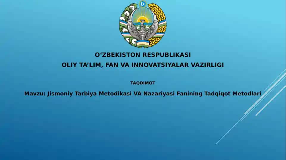 Jismoniy Tarbiya Metodikasi VA Nazariyasi Fanining Tadqiqot Metodlari
