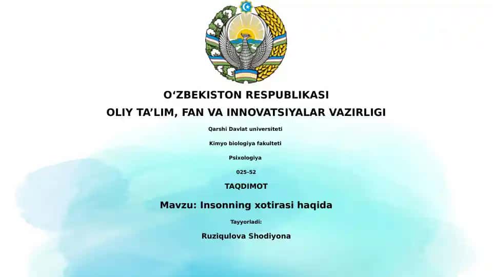Insonning xotirasi haqida