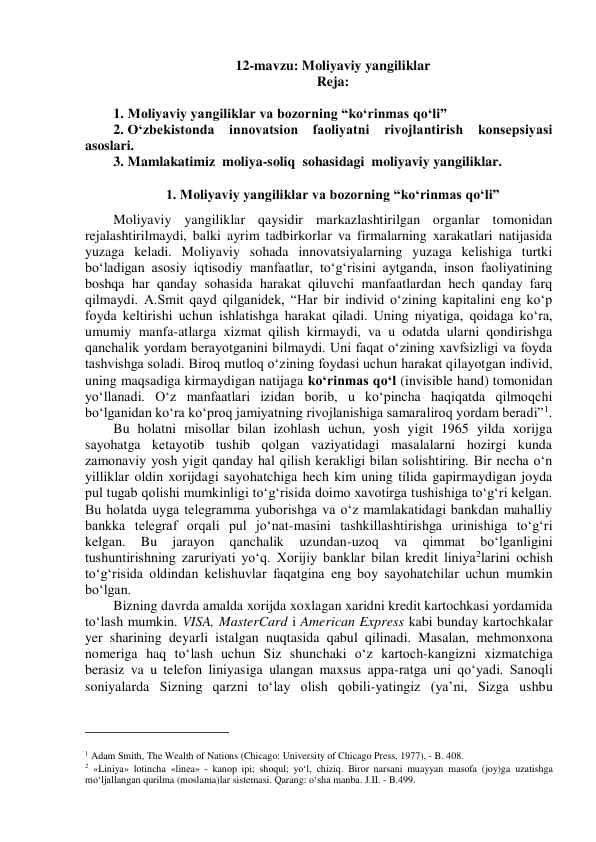 Moliyaviy yangiliklar