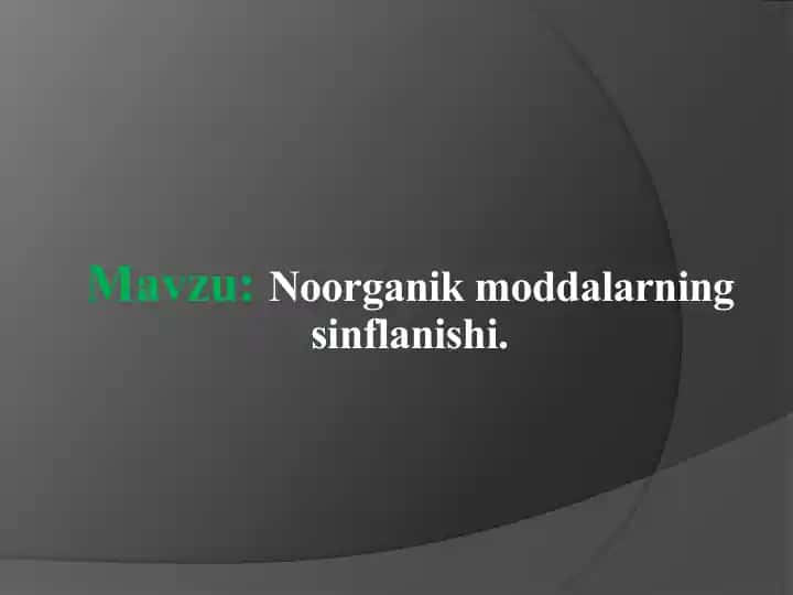 Noorganik moddalarning sinflanishi