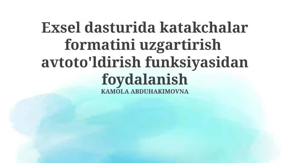 Avtomatik To'ldirish Funktsiyasi