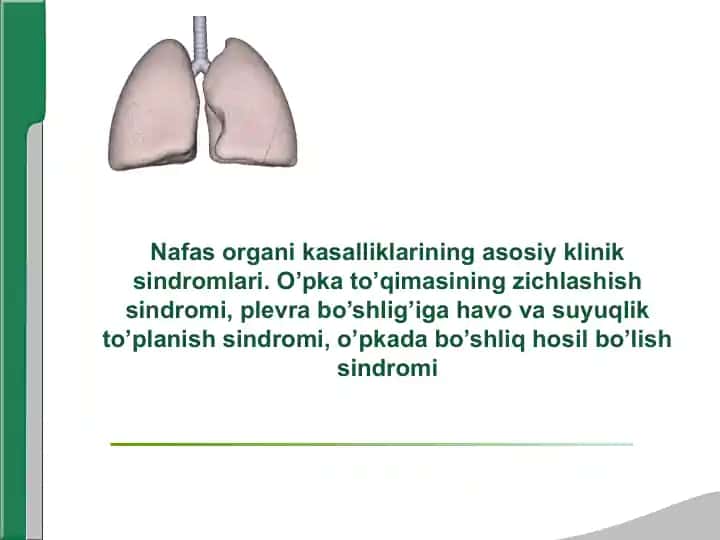 Nafas organi kasalliklarining asosiy klinik sindromlari