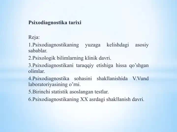 Psixodiagnostika tarixi